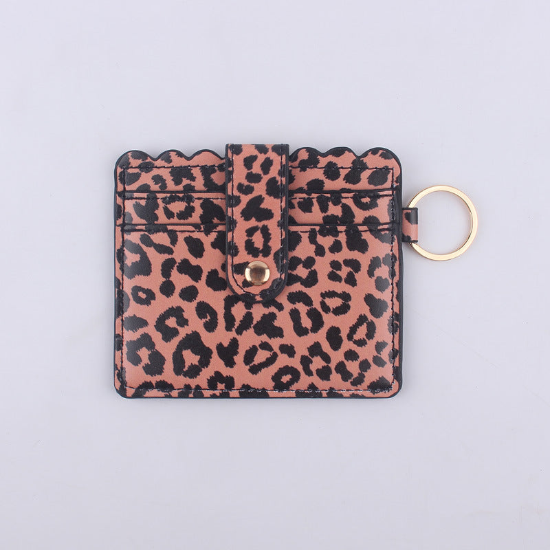 Wholesale Leopard Print Cow Print ID Case PU Leather Card Holder Keychain Coin Purse
